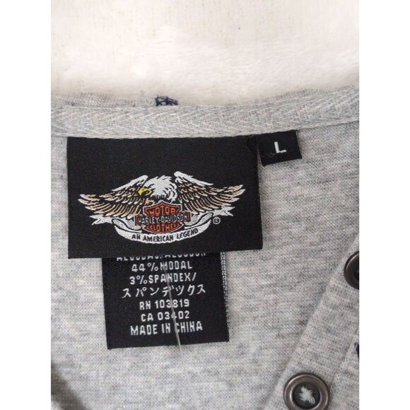 Harley Davidson Hoodie Shirt Womens L Gray Long Sleeve Stretch Motorcycle Biker - Picture 7 of 10